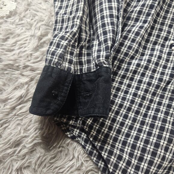 Vintage Women S Christmas Button Up Black White Plaid Reindeer Santa Embroidered - Picture 9 of 13